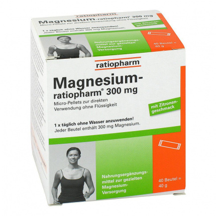 Magnesio-ratiopharm 300mg Micro-Pellets m Gran.  40 pz  (Magnesium-ratiopharm 300mg Micro-Pellets m Gran. 40 stk)