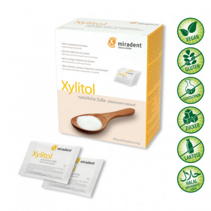 Bustine di polvere di xilitolo miradent 100 x 4 gr  (  Miradent Xylitol Pulver Sachets 100 x 4 gr )