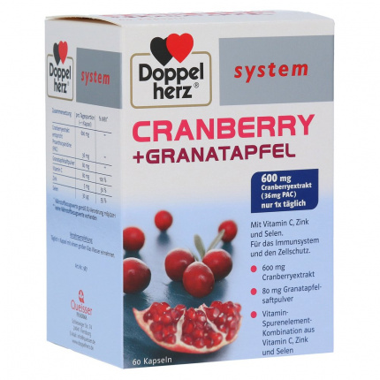 Sistema Doppelherz Mirtillo Rosso + Melograno 60 pz  (  Doppelherz Cranberry + Granatapfel system 60 stk )