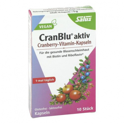 CranBlu capsule vitaminiche attive al mirtillo rosso  10 pz  (CranBlu aktiv Cranberry-Vitamin-Kapseln 10 stk)