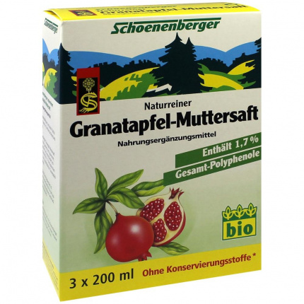 SUCCO DI PIANTE MEDICINALI MELOGRANO E NOCI SCHOENENB  3 x 200 ml     (GRANATAPFEL-MUTTERSAFT SCHOENENB HEILPFLANZENSÄFTE  3 x 200 ml)
