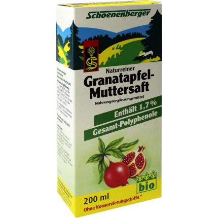 SUCCO DI FRUTTA DI MELOGRANO SCHOENENB  DI PIANTE MEDICINALI 200 ml     ( GRANATAPFEL-MUTTERSAFT SCHOENENB HEILPFLANZENSÄFTE  200 ml )
