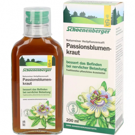 Succo di piante medicinali naturali alle erbe di passiflora 200 ml  ( Passionsblumenkraut naturreiner Heilpflanzensaft  200 ml )
