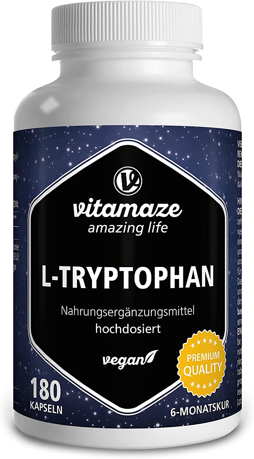 L-triptofano 500 mg ad alto dosaggio vegano 180 pz  ( L-Tryptophan 500mg hochdosiert vegan 180 stk )