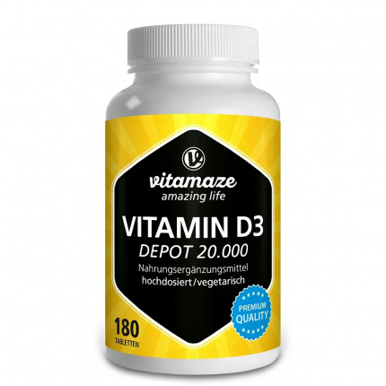 La vitamina D3 20.000IE deposita un'alta dose 180 pz  (  Vitamin D3 20.000IE Depot hochdosiert 180 stk )